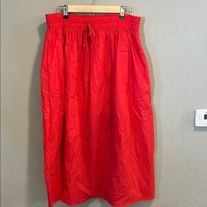 Tuckernuck Pink Coral Tie‎ Front Midi Skirt Cotton